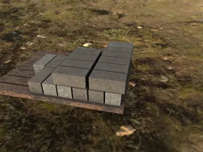 Game Ready Asset  Brick Pallet Empty Free low-poly 3D model