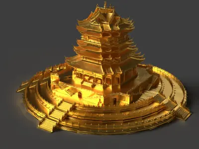 Chinese ancient house   3D model purchase