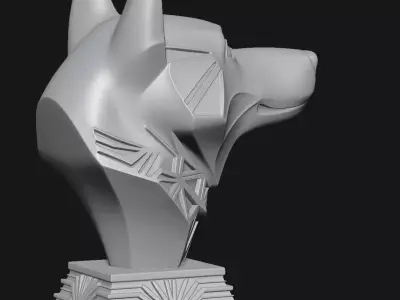 Dog head sculpture 3D print model