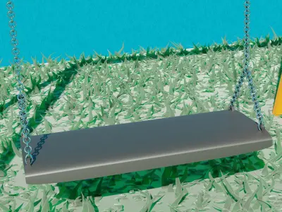Swing set in grass 3D model