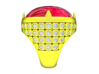 7919 luxury diamond oval ruby men ring 3D print model