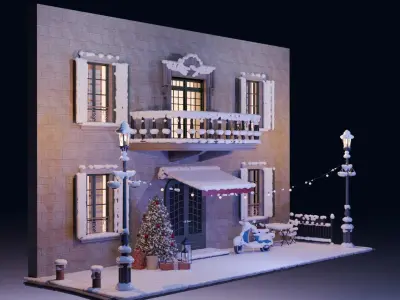 Cozy Snowy Street 3D model