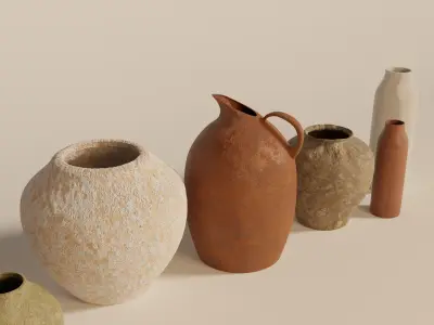 Stone vases set 3D model