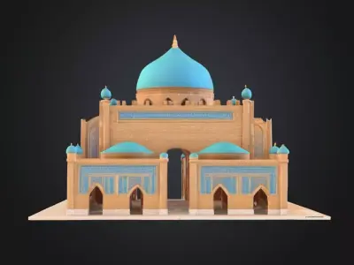 Islamic Mosque 3D Model  Detailed Architecture with Domes Low-poly 3D model