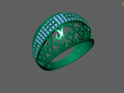 Women Ring With Stone Diamond Ready STL 3DM Models Womens Rings 3D print model 13