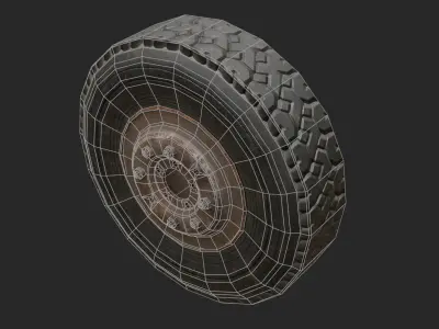 Old Rusty wheels Low-poly 3D model