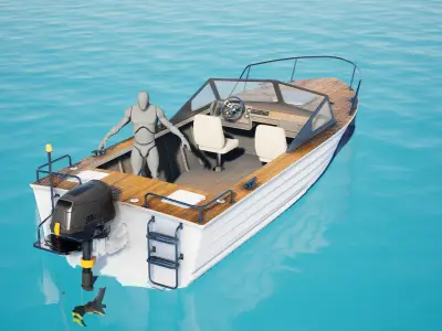 Btm SpeedBoat - Unreal Engine Project Low-poly 3D model