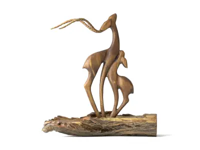 Wooden deers decoration 3D model