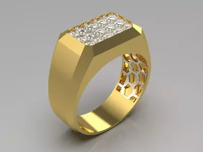 man diamond gold ring mr0131 3D print model