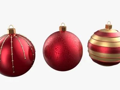 Christmas Tree Ornament Set2 - Red Yellow 3D model