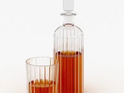 Baccarat set of Harmonie round whisky decanter 3D model