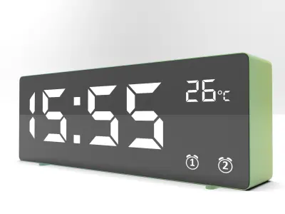 CLOCK BLUEGREEN WHITE Low-poly 3D model