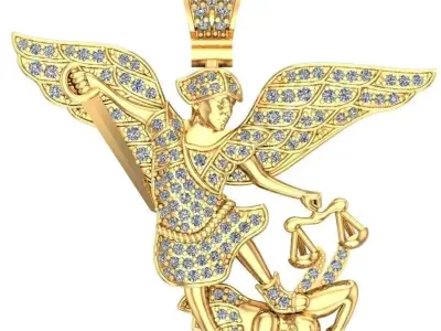 Archangel Michael Bas-Relief 3D print model pendant 3D print model