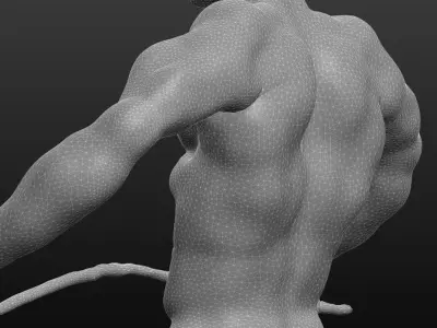 Athlete silver statue of man holding pole 3D print model