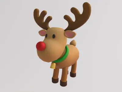 Stylized Low-Poly Christmas Rudolph the Reindeer Low-poly 3D model