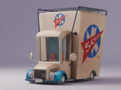 Cartoon Car Rigged 3D model