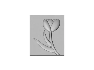 Tulip flower relief decor ornament 3D print model