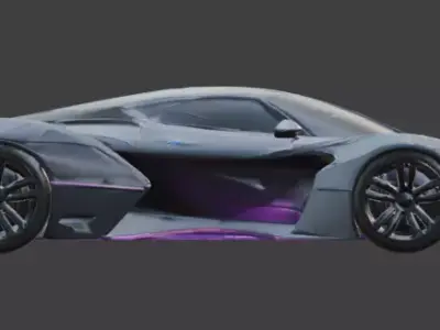 Luxury Silver sport Hypercar 3D Model Low-poly 3D model