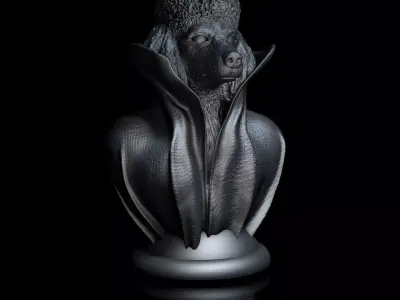 Poodle with Collar Cape on Pedestal 3D print model