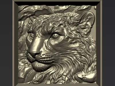 Leopard Head A43 3D print model
