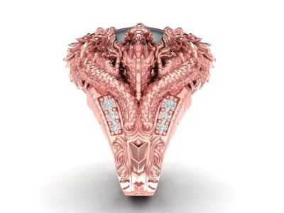 Dragon Head Gemstone Men Ring 2003 3D print model