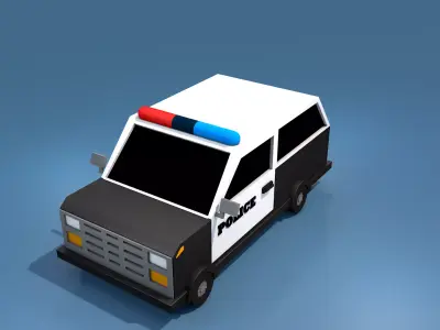 Cartoon-Police-Car Low-poly 3D model