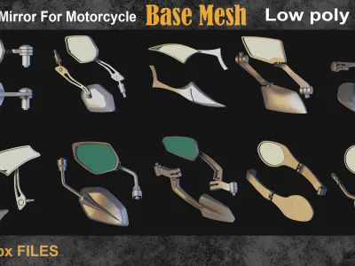30 Mirror For Motorcycle Base Mesh vol 4 Low-poly 3D model