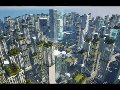 Detailed Sci-Fi Metropolis Unreal Environment City Low-poly 3D model