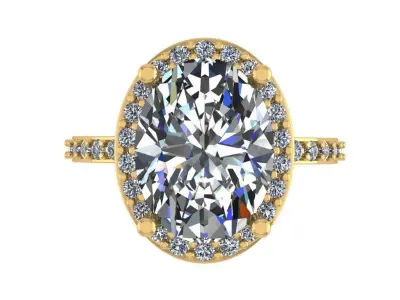 Oval halo solitaire diamond ring 3D print model