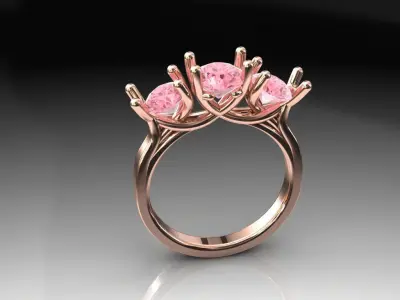 Three stone wedding ring 3D print model