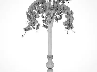 Orchid Flowers in Vase 3D Model 3D model