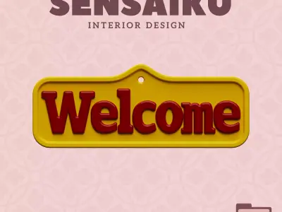Welcome Door Sign 3D Print File for DIY Home Decor Sensaiku  3D print model