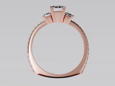 Triple Diamond Luxury Ring 3D print model