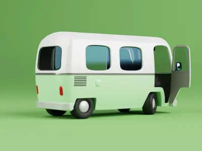 Stylized Cartoon Van - Fully Rigged 3D model