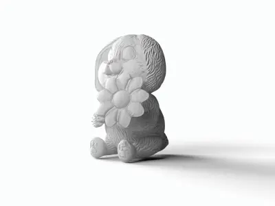 Bunny with flower Low-poly 3D model