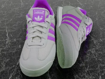 ADIDAS 3D SHOES - WHITE - PURPLE - DRAGON Low-poly 3D model