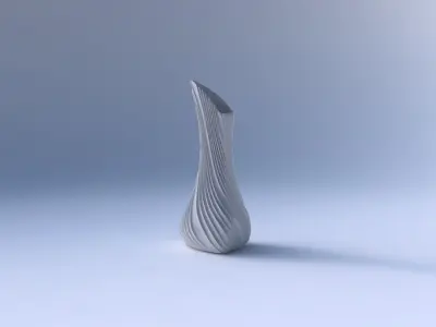 Vase puffy tappered triangle with twisted extruded lines 3D print model