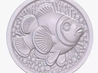 Clown Fish 3 basrelief for 3D printing 3D print model