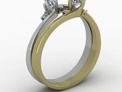 Elegant minimalistic ring made of two types of metal 3D print model