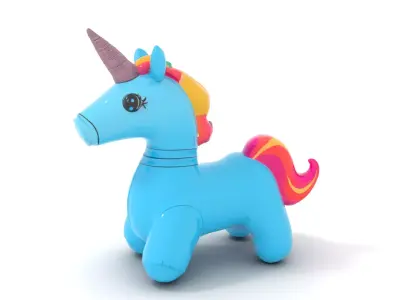 Blue Inflatable Unicorn model pack Low-poly 3D model