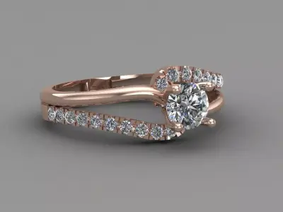 Rose Gold Women Diamond Ring 3D print model 3D print model buy