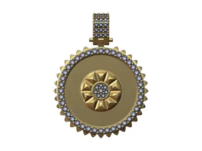 Stud halo and cluster iced diamond pendant 3D print model