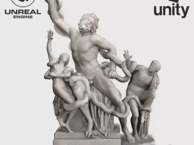 VR Sculpture Laocoon and His Sons Ultra-Low-Poly Low-poly 3D model