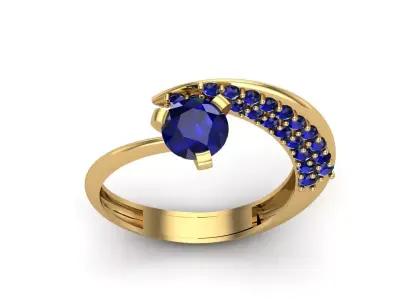 Womens Rings With Stone Ring Ready STL 3DM Models Rings women 3D print model 24