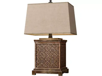 Wood Arabic Oriental Nightstand bedside Eastern Table Lamp 3D model