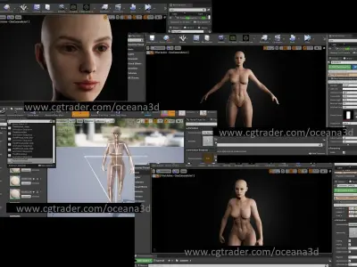Realistic Female Unreal Engine Rigged Low-poly 3D model