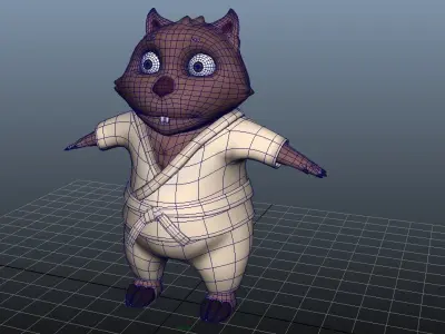 Cartoon karate Wombat Low-poly 3D model