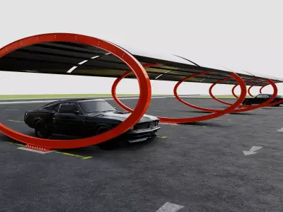 ELLIPSE TYPE SOLAR CARPORT TYPE-1 10 Cars 3D model