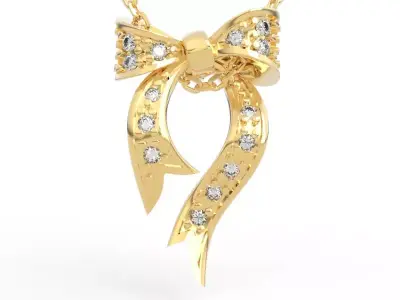 Elegant Diamond Bow Necklace 3D print model
