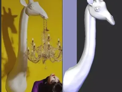 Giraffe bust lamp 3D model